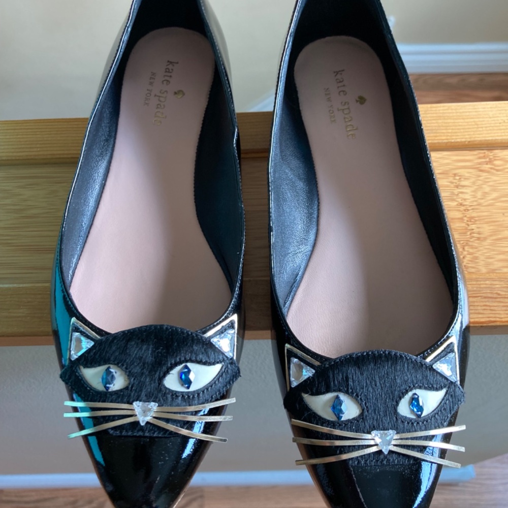 KATE SPADE NATASHA EMBELLISHED CAT FLATS SIZE 8